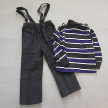 Load image into Gallery viewer, Vintage Gray Striped Shirt + Pants Set 4t
