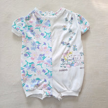 Load image into Gallery viewer, Vintage Floral Girl + Kitty Romper 18 months
