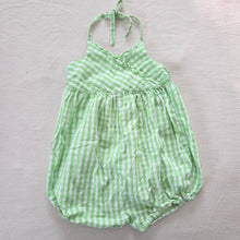 Load image into Gallery viewer, Vintage Green Gingham Halter Romper 4t
