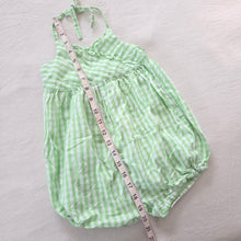 Load image into Gallery viewer, Vintage Green Gingham Halter Romper 4t
