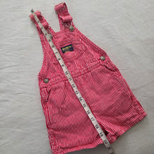 Load image into Gallery viewer, Vintage Oshkosh Red Engineer Striped Shortalls 3t
