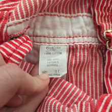 Load image into Gallery viewer, Vintage Oshkosh Red Engineer Striped Shortalls 3t
