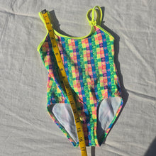 Load image into Gallery viewer, 90s Vintage Colorful Floral Gingham Swimsuit 2t
