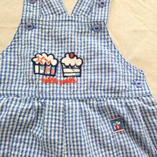 Load image into Gallery viewer, 90s Vintage Cupcake Gingham Bubble Shortalls 12 months
