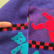 Load image into Gallery viewer, 80s/90s Vintage Colorful Bear Knit Sweater 4t *flaw
