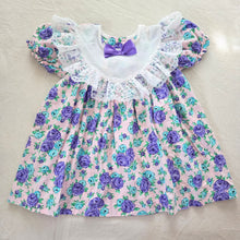 Load image into Gallery viewer, 90s Vintage Purple Floral Cotton Dress 2t
