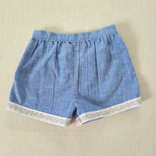 Load image into Gallery viewer, Vintage Blue Floral Trim Shorts 12 months
