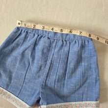 Load image into Gallery viewer, Vintage Blue Floral Trim Shorts 12 months
