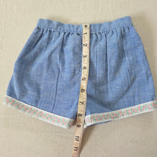 Load image into Gallery viewer, Vintage Blue Floral Trim Shorts 12 months
