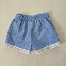 Load image into Gallery viewer, Vintage Blue Floral Trim Shorts 12 months
