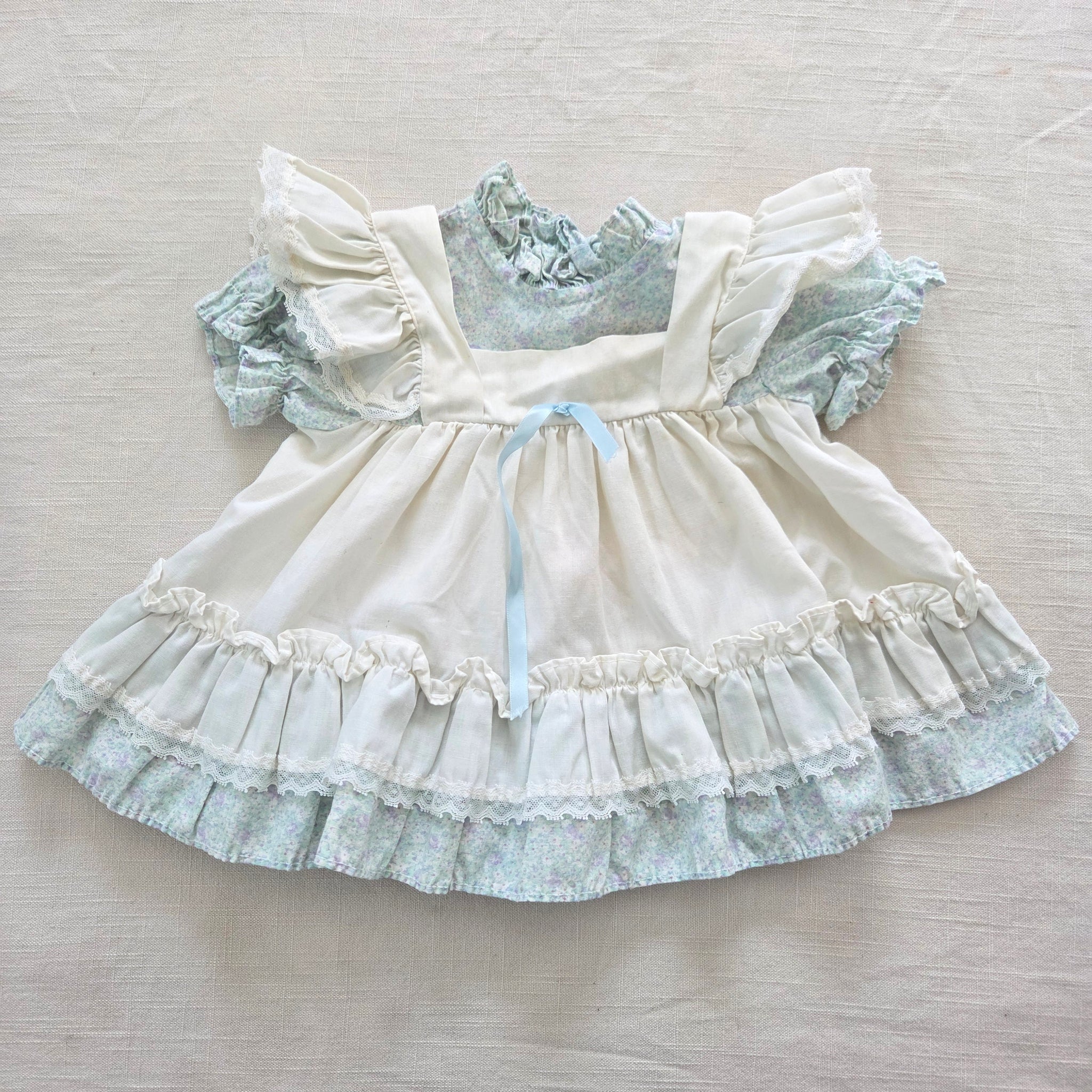 Vintage Blue Floral Short Dress 6-9 months