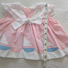 Load image into Gallery viewer, Vintage Sailboat Pink Seersucker Top 12 months
