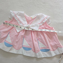 Load image into Gallery viewer, Vintage Sailboat Pink Seersucker Top 12 months
