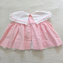 Load image into Gallery viewer, Vintage Sailboat Pink Seersucker Top 12 months

