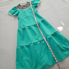 Load image into Gallery viewer, Vintage Aqua + Floral Maxi Dress 5t/6
