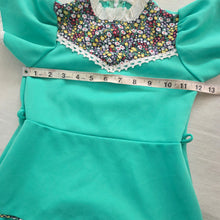Load image into Gallery viewer, Vintage Aqua + Floral Maxi Dress 5t/6
