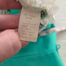 Load image into Gallery viewer, Vintage Aqua + Floral Maxi Dress 5t/6
