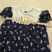 Load image into Gallery viewer, Vintage Daisy Navy Dress 3t
