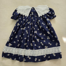 Load image into Gallery viewer, Vintage Daisy Navy Dress 3t
