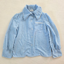 Load image into Gallery viewer, Vintage Blue Gingham Girly Top 4t
