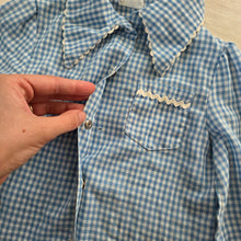 Load image into Gallery viewer, Vintage Blue Gingham Girly Top 4t
