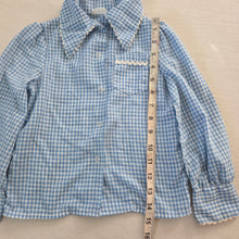 Load image into Gallery viewer, Vintage Blue Gingham Girly Top 4t
