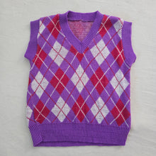 Load image into Gallery viewer, Vintage Argyle Purple Knit Sweater Vest kids 7/8
