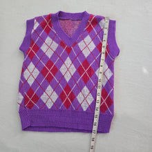 Load image into Gallery viewer, Vintage Argyle Purple Knit Sweater Vest kids 7/8
