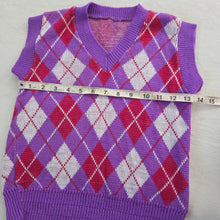 Load image into Gallery viewer, Vintage Argyle Purple Knit Sweater Vest kids 7/8
