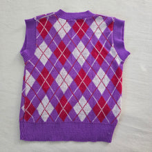 Load image into Gallery viewer, Vintage Argyle Purple Knit Sweater Vest kids 7/8
