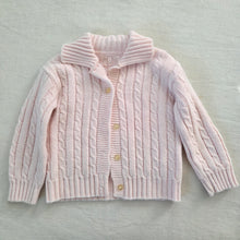 Load image into Gallery viewer, Vintage Pink Cable Knit Cardigan 2t
