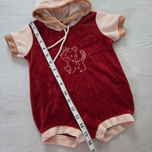 Load image into Gallery viewer, Vintage Tiger Velour Hooded Romper 9 months
