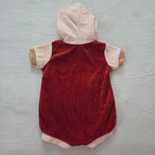 Load image into Gallery viewer, Vintage Tiger Velour Hooded Romper 9 months
