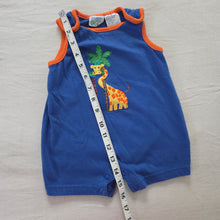 Load image into Gallery viewer, Vintage Giraffe Blue/Orange Romper 6-9 months
