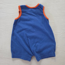 Load image into Gallery viewer, Vintage Giraffe Blue/Orange Romper 6-9 months
