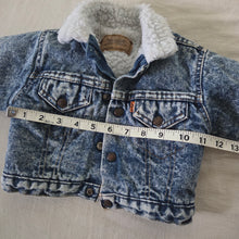 Load image into Gallery viewer, Vintage Levi's Acid Sherpa Jean Jacket 9-12 months
