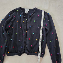 Load image into Gallery viewer, Y2k Black + Colorful Dotted Knit Cardigan kids 6/7
