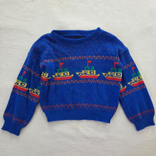 Load image into Gallery viewer, Vintage Colorful Ships Knit Sweater 2t
