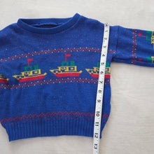 Load image into Gallery viewer, Vintage Colorful Ships Knit Sweater 2t
