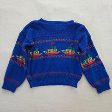 Load image into Gallery viewer, Vintage Colorful Ships Knit Sweater 2t
