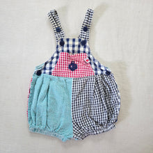Load image into Gallery viewer, Vintage Gingham Color Block Shortalls 3-6 months
