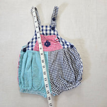 Load image into Gallery viewer, Vintage Gingham Color Block Shortalls 3-6 months
