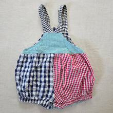 Load image into Gallery viewer, Vintage Gingham Color Block Shortalls 3-6 months
