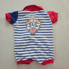 Load image into Gallery viewer, Vintage Marina Sail Striped Romper 6 months
