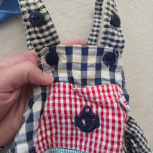 Load image into Gallery viewer, Vintage Gingham Color Block Shortalls 3-6 months
