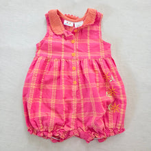 Load image into Gallery viewer, Vintage Plaid Floral Embroidered Bubble Romper 2t
