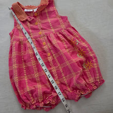 Load image into Gallery viewer, Vintage Plaid Floral Embroidered Bubble Romper 2t
