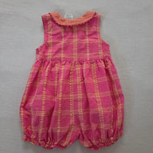 Load image into Gallery viewer, Vintage Plaid Floral Embroidered Bubble Romper 2t
