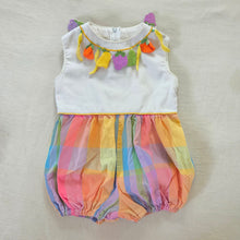 Load image into Gallery viewer, Vintage Fruit Necklace Plaid Romper 2t
