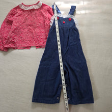 Load image into Gallery viewer, Vintage Girly Overalls + Top Bundle 12-18 months
